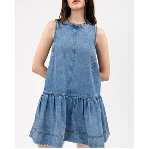 TANYA TAYLOR Cynthia Denim Mini Dress Light Indigo Blue Size 0